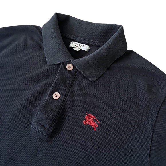 Burberry Black Polo Shirt with Red Logo - Picture 1 of 9